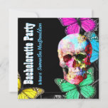 Floral Skull And Butterflies Bachelorette Party Invitation at Zazzle