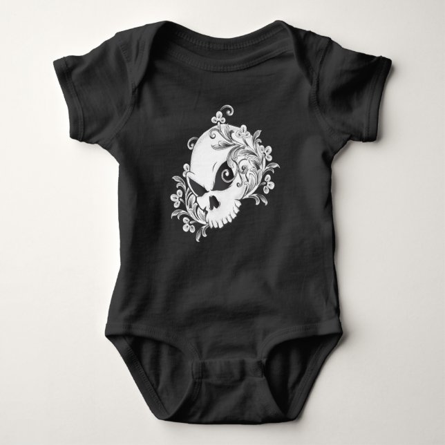 Floral Skull Baby Bodysuit (Front)