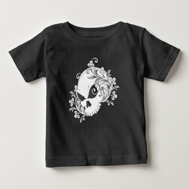 Floral Skull Baby T-Shirt (Front)