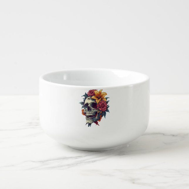 Floral Skull Bloom Soup Mug (Front)