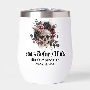 Floral Skull Boo's Before I Do's Bridal Shower Thermal Wine Tumbler