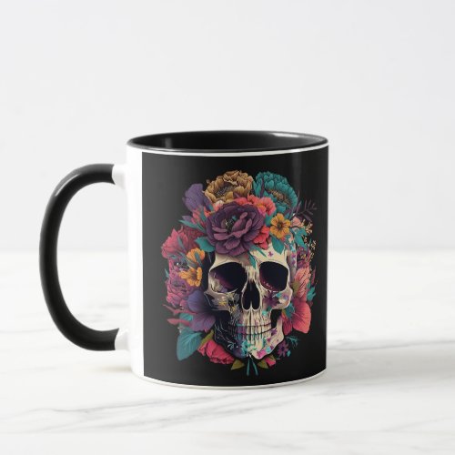 Floral Skull Botany and Bones Speck Mug