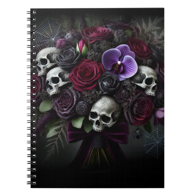 Floral Skull Bouquet Dark Gothic Halloween  Notebook (Front)