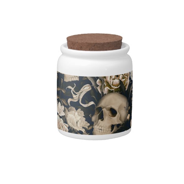 floral skull candy jar (Front)