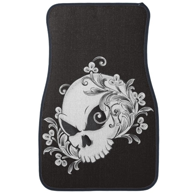 Floral Skull Car Floor Mat (Front)