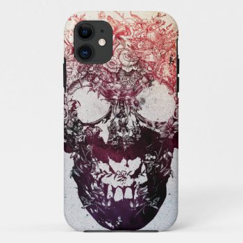 Floral Skull Iphone 11 Case by ikiiki at Zazzle