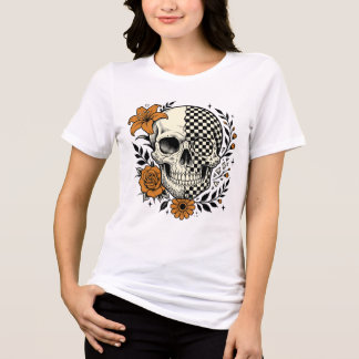 Floral Skull Checkerboard Tri-Blend Shirt
