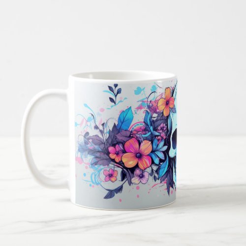 Floral skull coffee mug