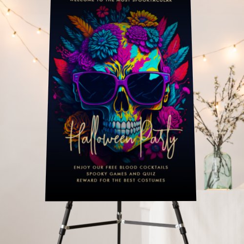 FLORAL SKULL Colorful Halloween Party Foam Board