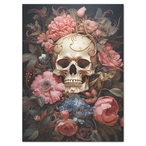 Floral Skull Decoupage Tissue Paper