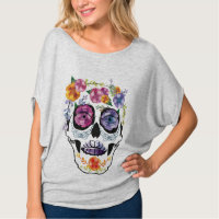 Floral Skull Design Flower Women's Top