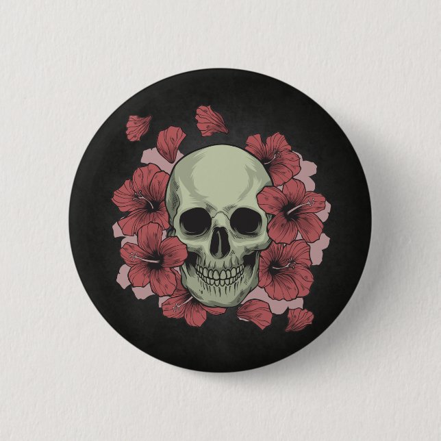 Floral Skull Dia de los Muertos | Button (Front)
