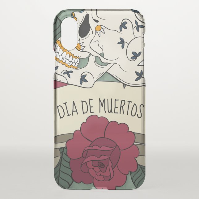 Floral Skull Dia de los Muertos | iPhone X Case (Back)