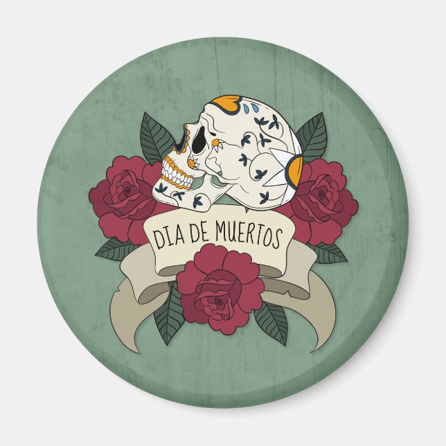 Floral Skull Dia de los Muertos | Magnet (Front)