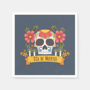 Floral Skull Dia de los Muertos Napkin