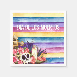 Floral Skull Dia de los Muertos   Napkin