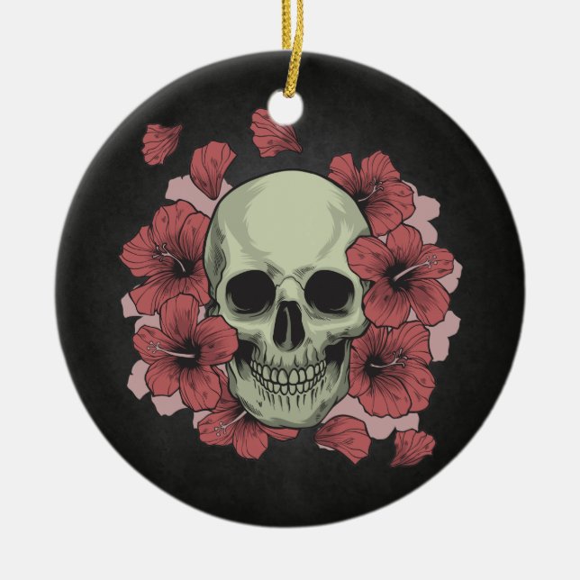 Floral Skull Dia de los Muertos | Ornament (Front)