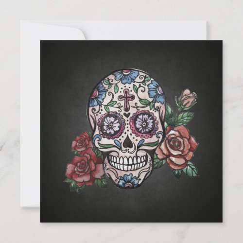 Floral Skull Dia de los Muertos Party Invitation