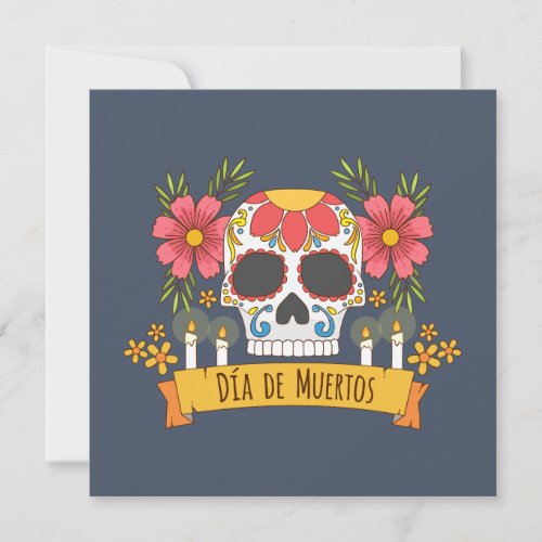 Floral Skull Dia de los Muertos  Party Invitation