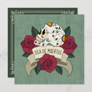 Floral Skull Dia de los Muertos Party Invitation