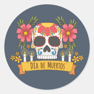 Floral Skull Dia de los Muertos Sticker