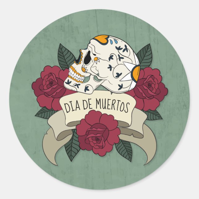 Floral Skull Dia de los Muertos | Sticker (Front)