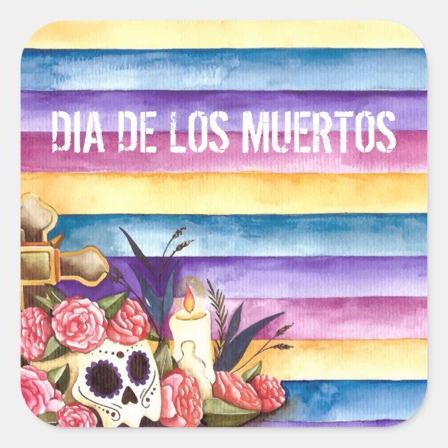 Floral Skull Dia de los Muertos | Sticker (Front)