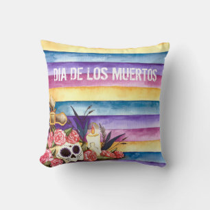Floral Skull Dia de los Muertos Throw Pillow