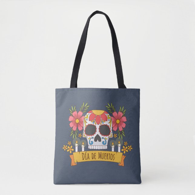 Floral Skull Dia de los Muertos | Tote Bag (Front)