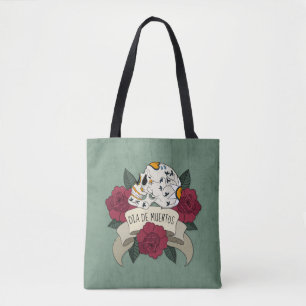 Floral Skull Dia de los Muertos Tote Bag