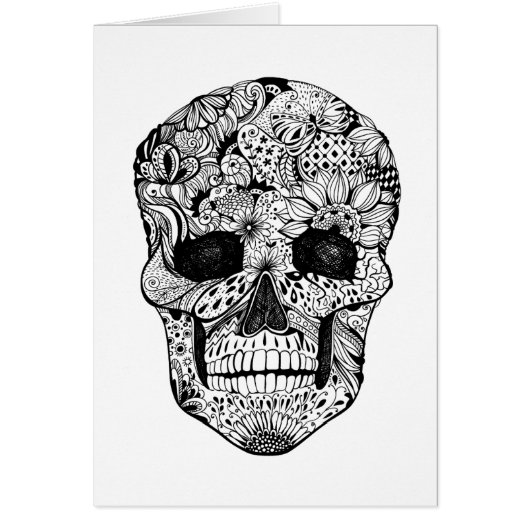 Floral Skull Doodle Cards (Front)