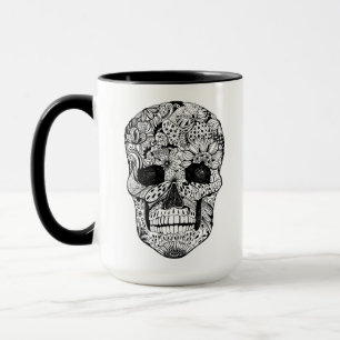 Floral Skull Doodle Mug