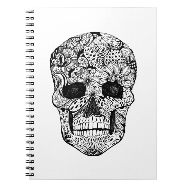 Floral Skull Doodle Notebook (Front)