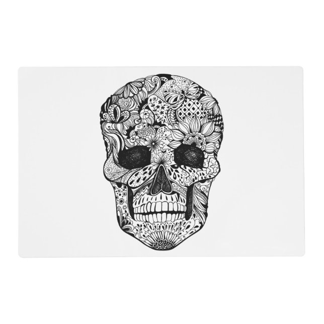 Floral Skull Doodle Placemat (Front)