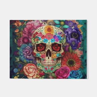 Floral Skull Doormat