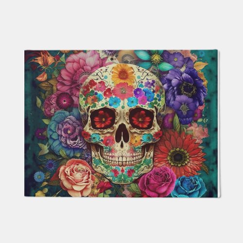 Floral Skull Doormat