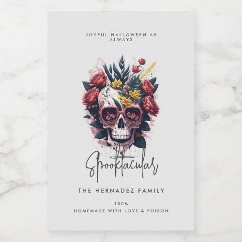 Floral Skull Faboolous Spooktacular Family Name  Food Label