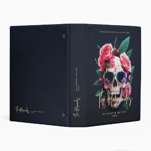 Floral Skull Family Name Halloween Recipes Mini Binder