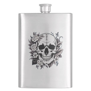 Floral Skull Flask