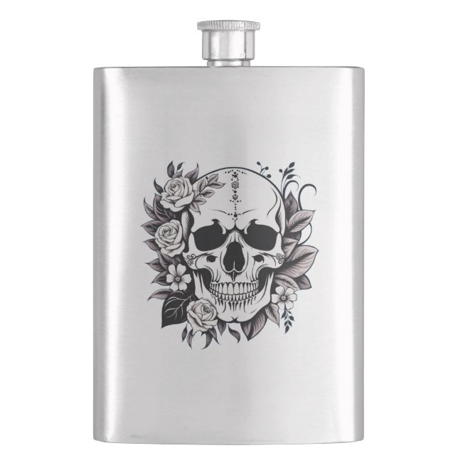 Floral Skull Flask (Front)