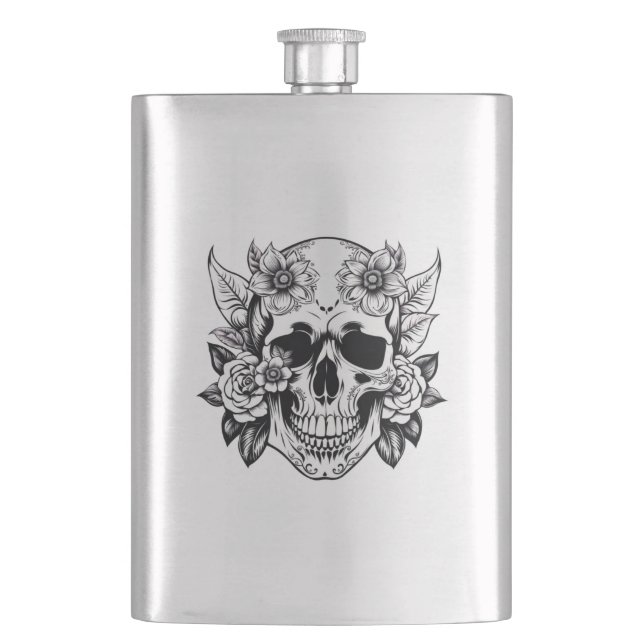 Floral Skull Flask (Front)