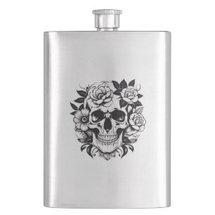 Floral Skull Flask