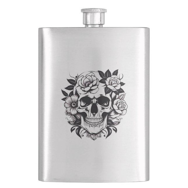 Floral Skull Flask (Front)