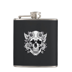 Floral Skull Flask
