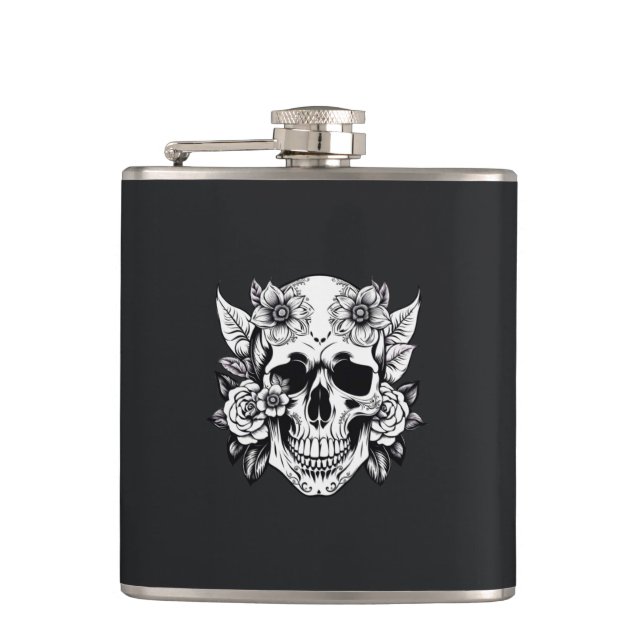 Floral Skull Flask (Front)