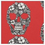 floral skull flowers intricate gothic black fabric
