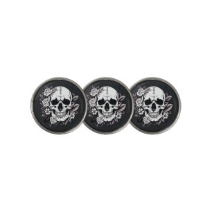 Floral Skull Golf Ball Marker