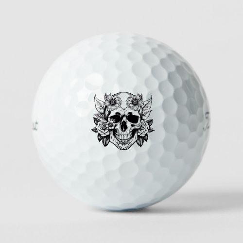 Floral Skull Golf Balls