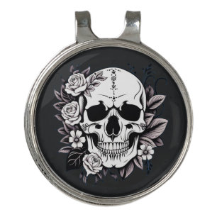 Floral Skull Golf Hat Clip