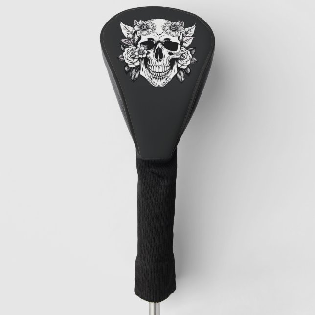 Floral Skull Golf Head Cover (Front)